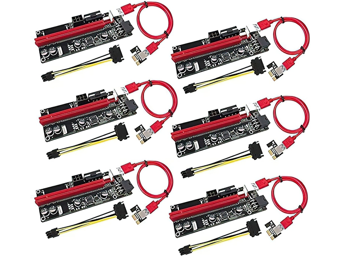 Pacote com 6 placas riser PCI-E Brilvibera Ver009s para mineração de Bitcoin e Litecoin (gráficos)