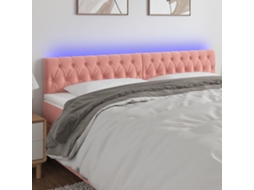 Vidaxl Cabeceira De Cama C/ Luzes Led Veludo 200x7x78/88 Cm Rosa
