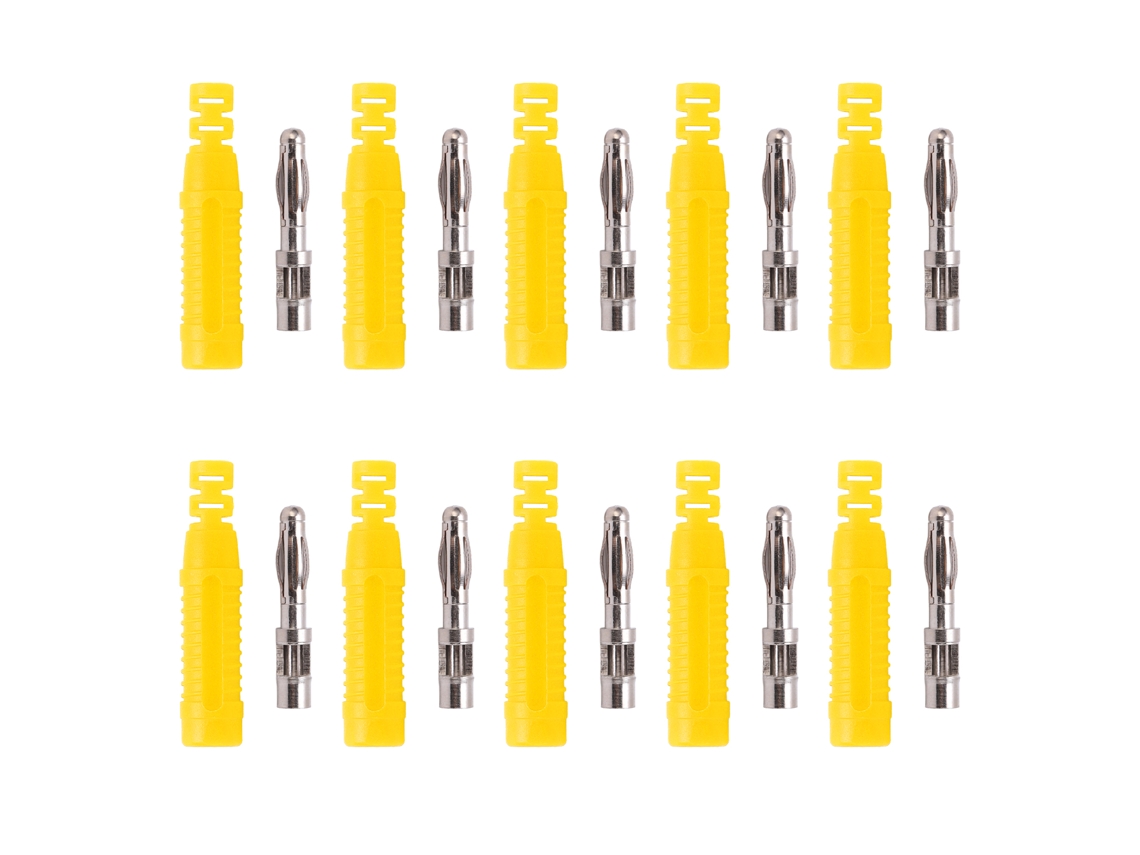 Yuru 10pcs Plugas Banana Metálicas de Cobre Vermelho 4mm com Capa para Equipamentos de Teste Amarelo