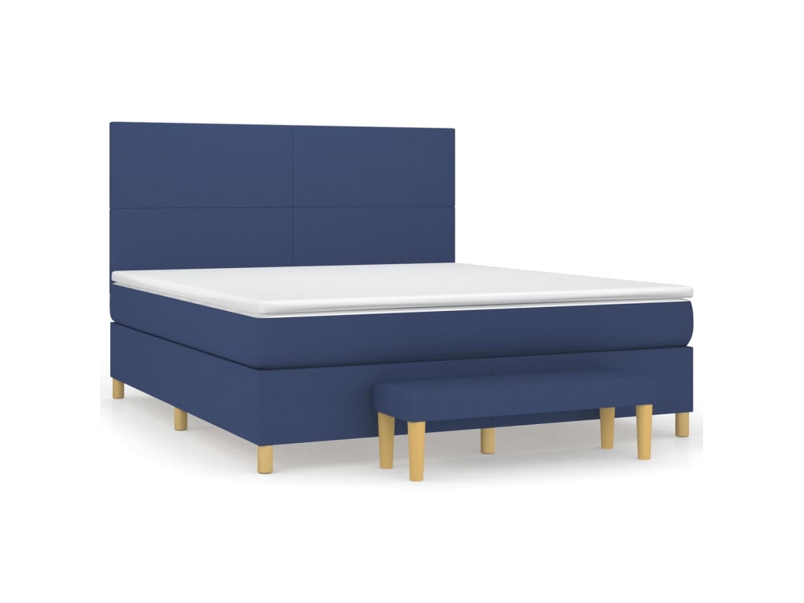 Cama com Molas/colchão 180x200 Cm Tecido Azul MAISON EXCLUSIVE