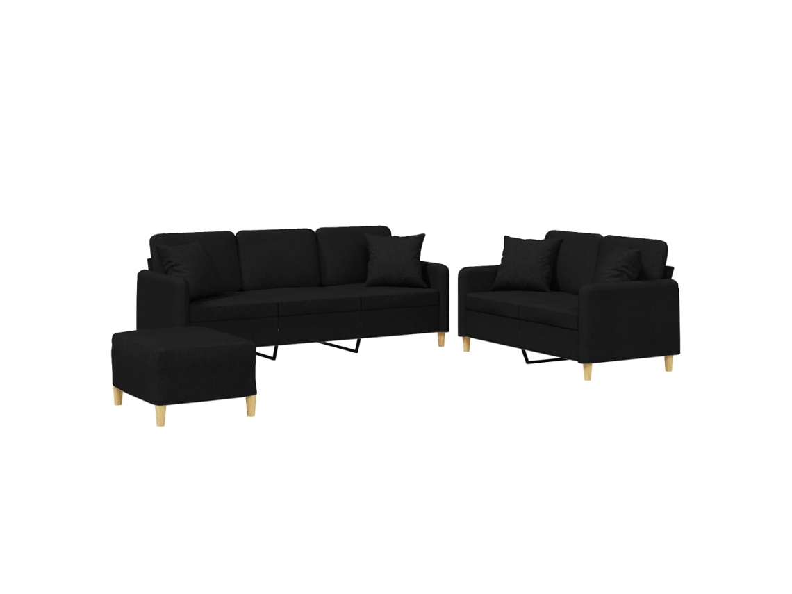 Sofa Set, Sofa Sets Vidaxl Preto Tecido (n/a)