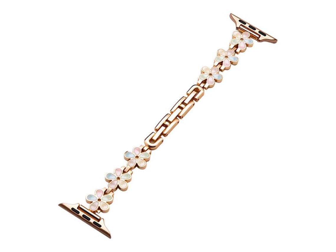 Bracelete para Apple Watch 46/49/45/44mm Metal com Pétalas de Sol Ouro Champanhe XIAOMOYU