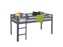 Cama Alta Infantil 90x200cm Com Escada De Madeira Cinza Lit06171