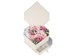 Sabonete Artesanal Flor de Rosa Presente Romântico Caixa Coração Rosa
