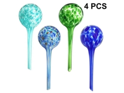 Bola De Rega Para Plantas Vidro Automático Kit Com 4 Peças Cores Diversas