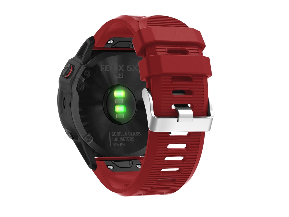 Bracelete Silicone Grão Cruzado para Garmin Fenix 7X/6X Sapphire Gps/6X Pro/6X Gps/5X Gps/5X Plus Vermelho