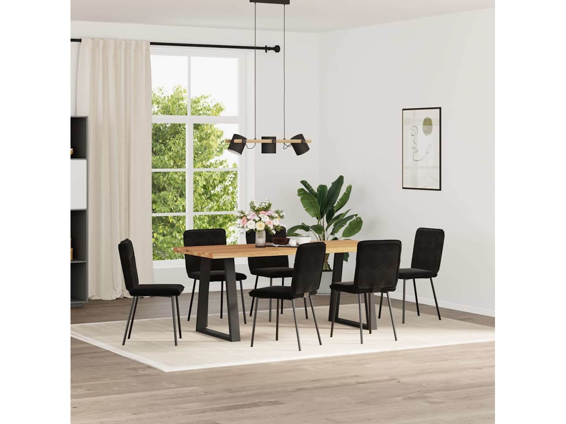 6 Pcs Cadeiras De Jantar | Cadeira De Refeição | Cadeira De Cozinha Veludo Preto Wsd656945 Lovely Home