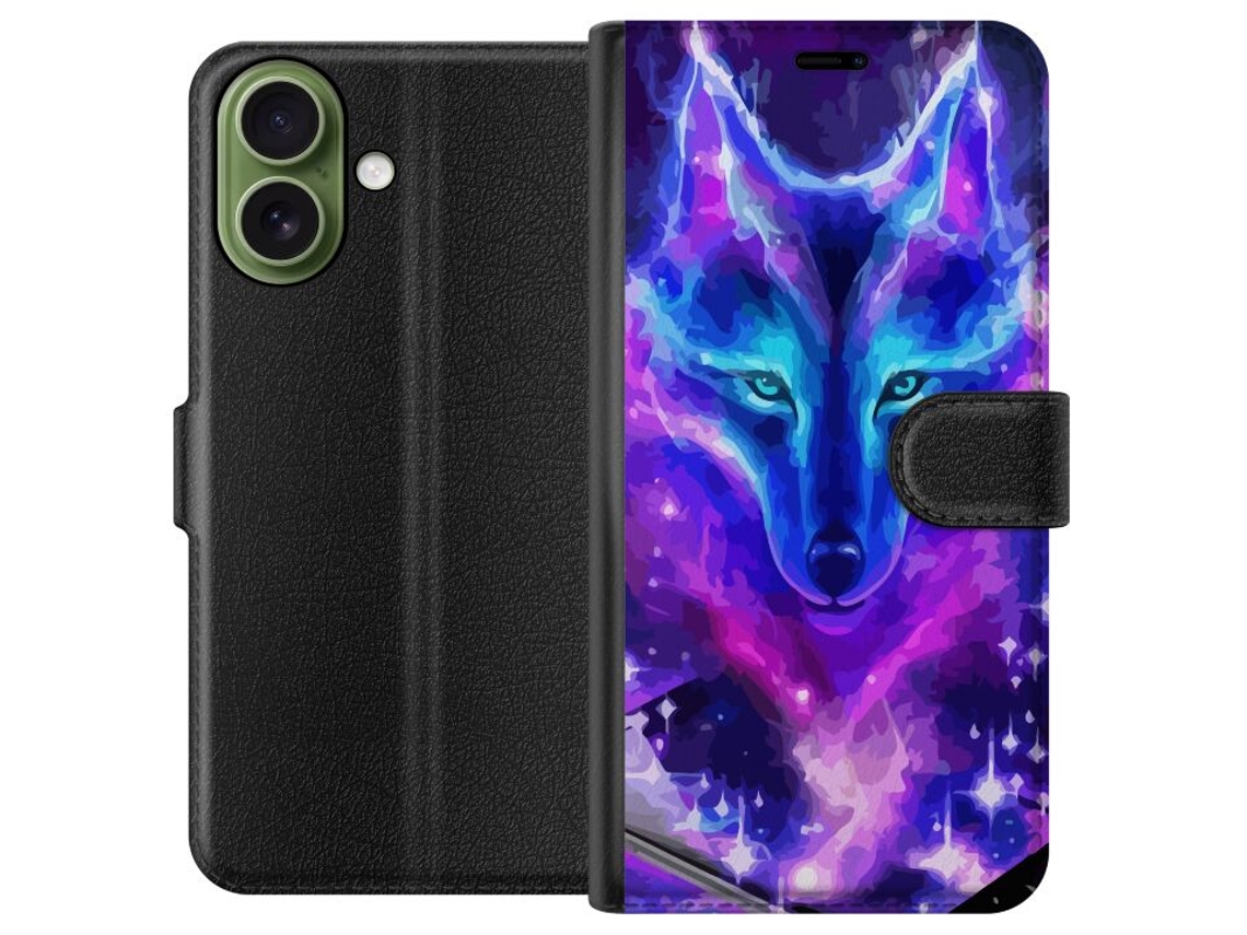 Capa Carteira Compatível Com Apple Iphone 17 Neon Wolf