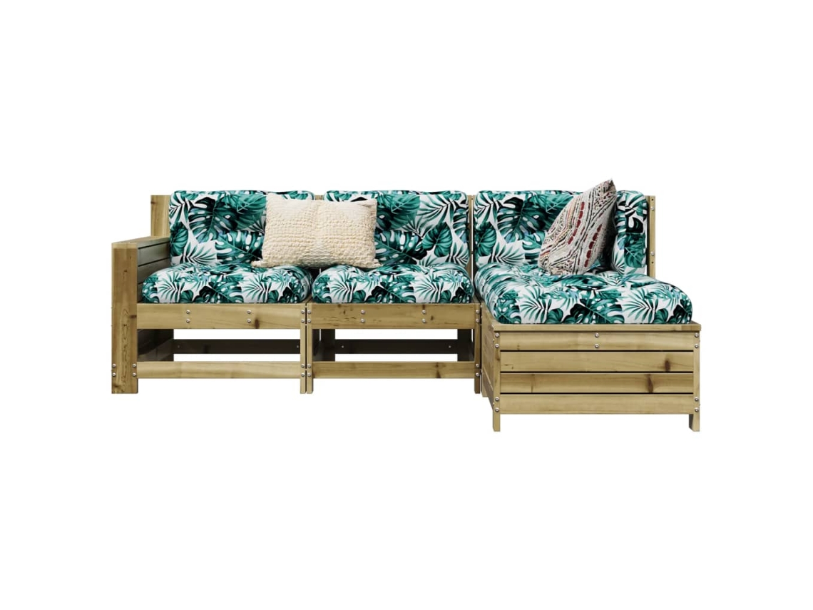 Vidaxl 4 Pcs Conjunto Sofás de Jardim Madeira de Pinho Impregnada