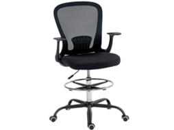 Cadeira De Escritório Ergonômica Com Apoio Pés E Braços Retráteis, 59x62x99-119cm, Preta