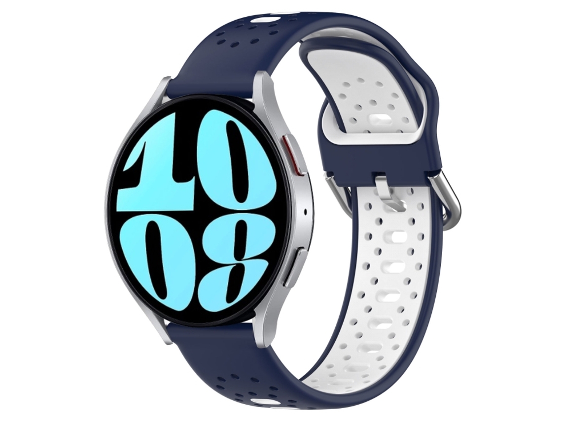 Bracelete para Samsung Galaxy Watch 6 XIAOMOYU em silicone respirável com duas cores (20mm) Azul meia noite e branco