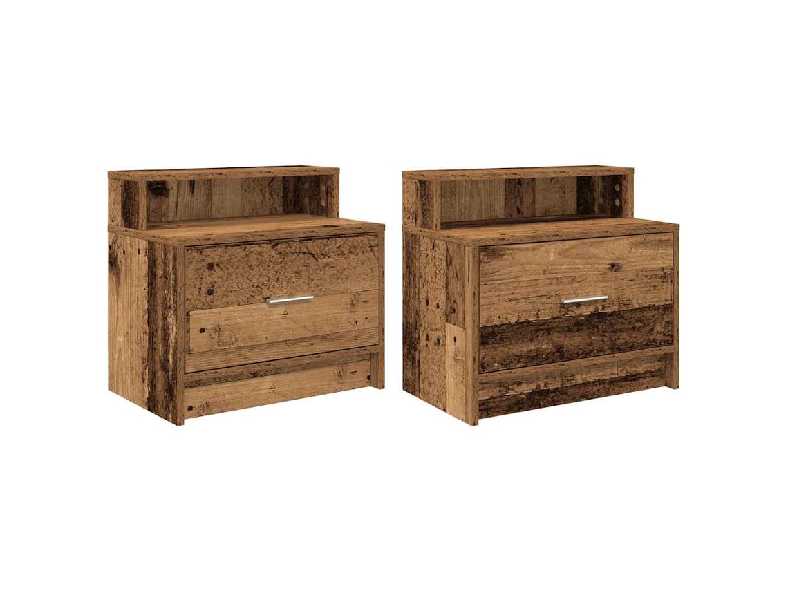 Conjunto de 2 Mesas de Cabeceira com Gaveta Madeira Velha MAISON EXCLUSIVE (51x31x47 cm)