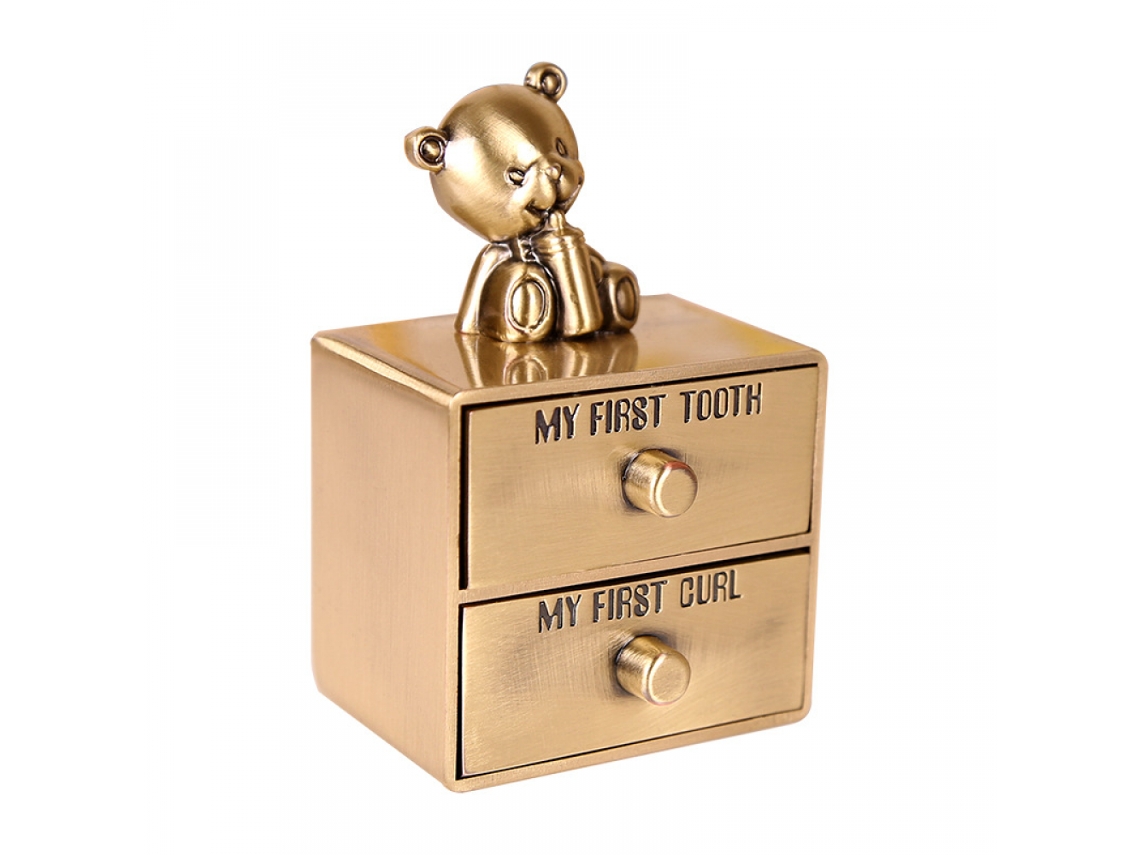 Caixa Para Guardar O Primeiro Dentinho Do Bebê Sqclv, Com Gaveta, Decoração De Urso De Desenho Animado, Em Liga De Zinco, Cor Prata. Aquaforge
