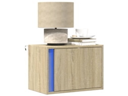 Vidaxl Mesa De Cabeceira De Parede Com Luzes Led Carvalho Sonoma