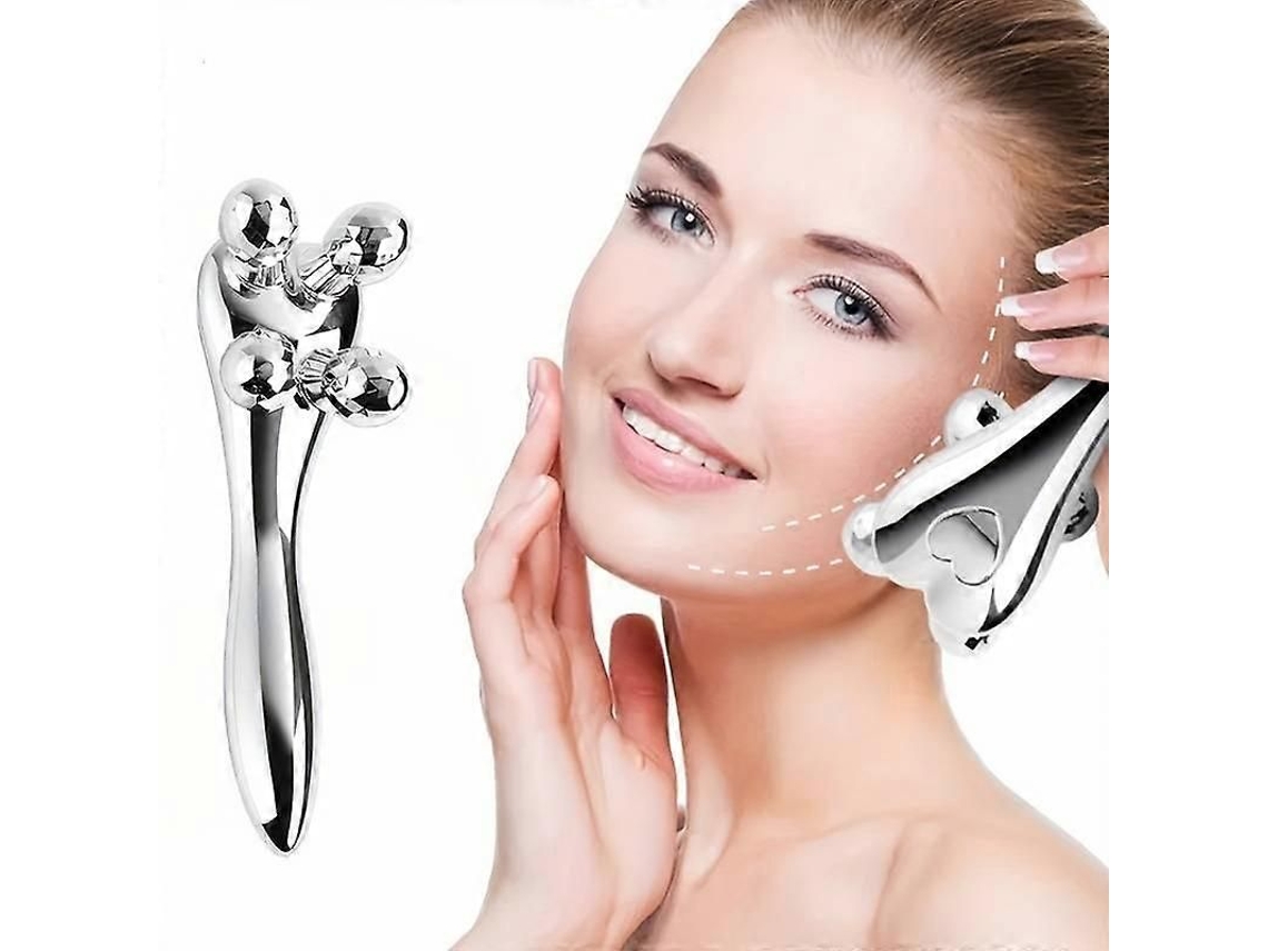 Massageador Facial de Rolo 4d Prateado, Acessório Beleza para Massagem GOKOCO