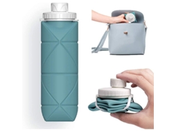 Garrafa de Água Nova LINE colapsível silicone sem BPA anti vazamento leve durável 600ml verde escuro