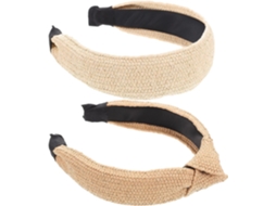 Conjunto De 2 Faixas De Cabelo Femininas Trançadas Em Ráfia Com Nó Elegante, Acessórios