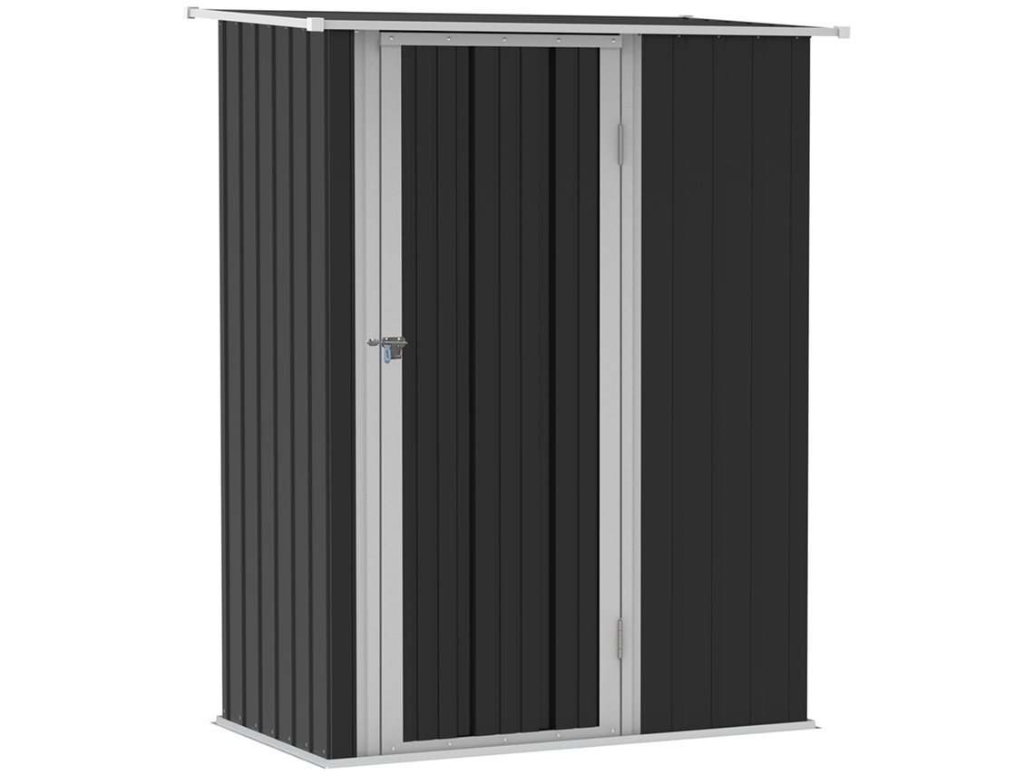 Galpão De Jardim Galpão De Jardim Com Porta Aço Externo Cinza Escuro 142 X 84 X 189 Cm-ht