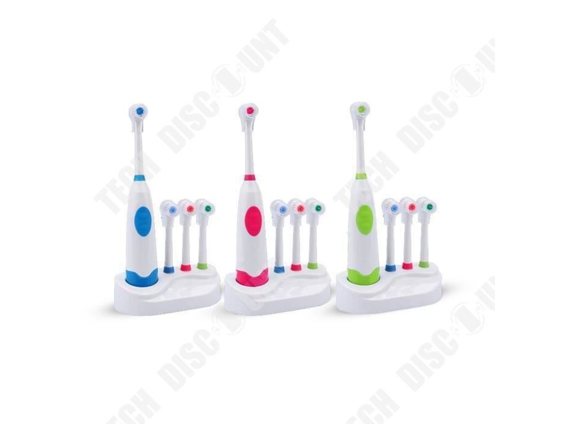 Escova elétrica com pacote de reposição 3 cabeças mutáveis Fixação da base de armazenamento higiene dental cuidados dentários cores TECH DISCOUNT