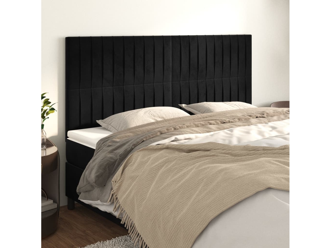 Vidaxl Cabeceira Preta 180x5x118/128 Cm Veludo