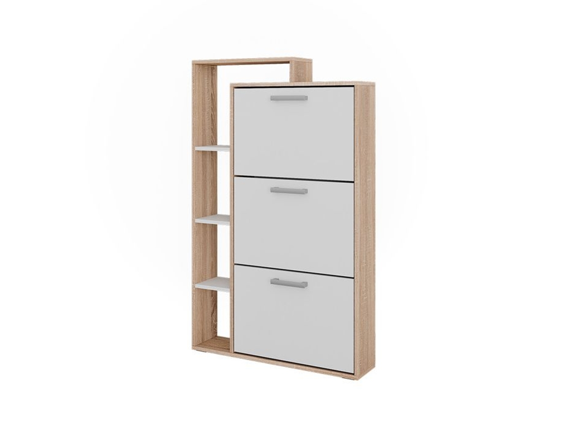 Caixa De Sapatos Orlando, 80x128,3cm Com 3 Compartimentos Dobráveis, Branco/sonoma, Vicco