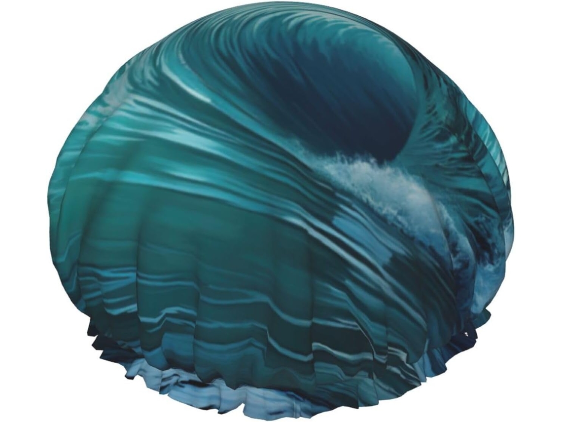 Touca De Banho Grande Para Homens E Mulheres – Dupla Camada Linda Com Estampa Ondas Do Mar Essencial O Chuveiro Viagens