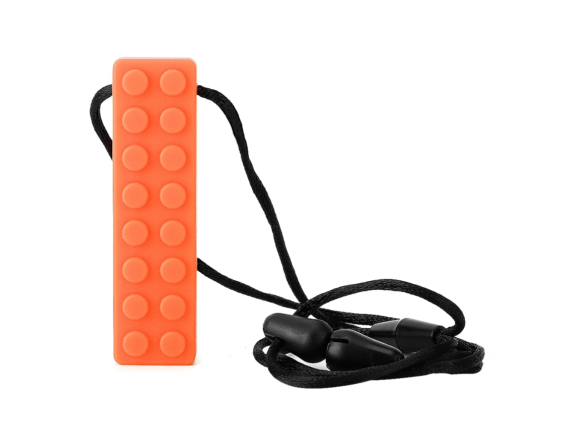 Mali colar Chupeta Mastigável Silicone Sensorial para Crianças com Autismo Tdah Laranja