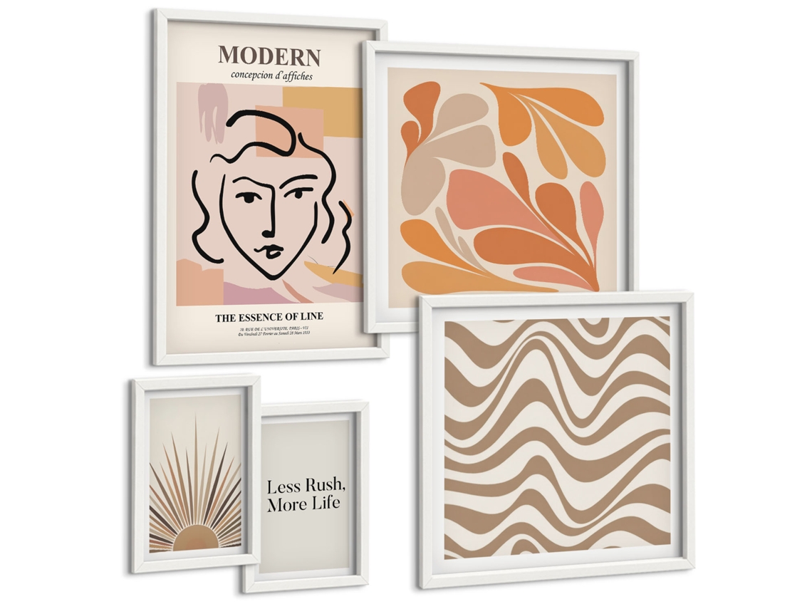 Conjunto De Pinturas Estilo Moderno Abstrato Espelharte (5 Peças)