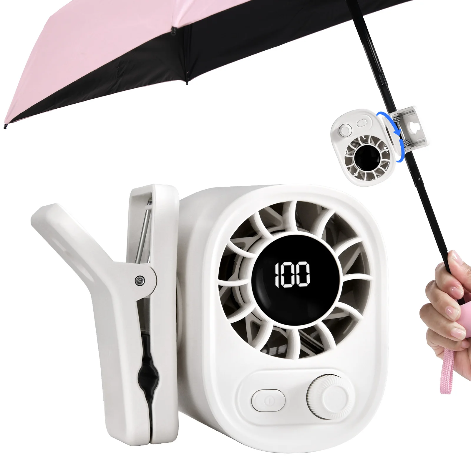 Ventilador com luzes coloridas MDUG, 3 velocidades e rotação de 360°
