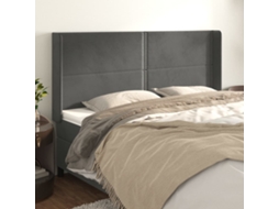 Vidaxl Cabeceira Cama C/ Abas Veludo 163x16x118/128 Cm Cinzento escuro