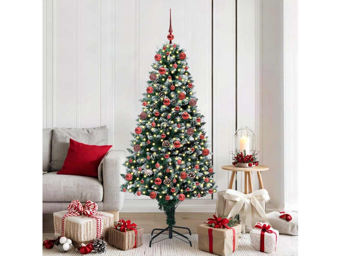 Vidaxl Árvore De Natal Artificial Verde 180 Cm Pvc, Aço E Plástico