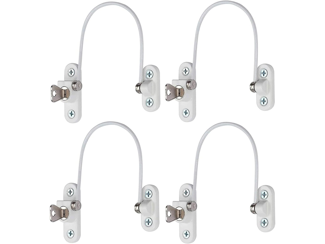 4 Cerrojos de Segurança para Janelas com Chave, Restrictor Anti Roubo, Aço Inoxidável, para Crianças, Bebês | S/MARCA