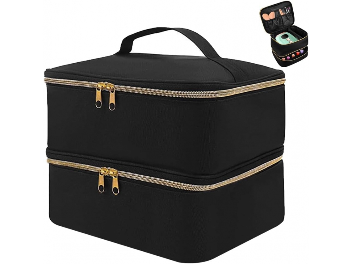 Bolsa Organizadora De Esmaltes (preta), Comporta 30 Frascos De Esmalte (15ml) Com Lâmpada Para Unhas E Estojo Para Transporte De Esmaltes