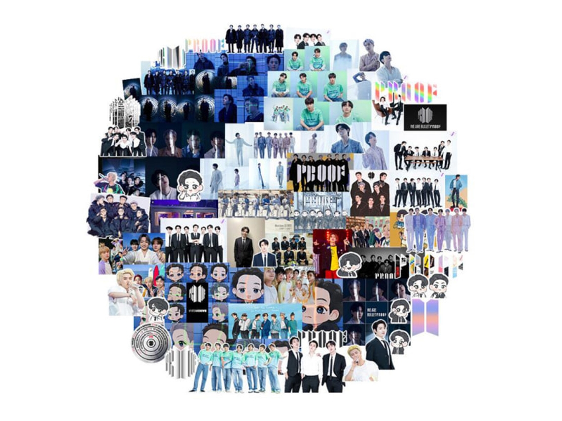 Conjunto Com 100 Adesivos Kpop Bts Proof E Festa Brilvibera