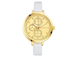Reloj De Mujer De Moda Lujo Exquisito Correa Pu Cuarzo Analógico Casual Blanco
