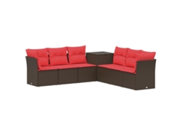 Vidaxl Conjunto De Sofás 7 Pcs Marrom E Vermelho