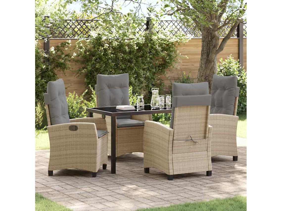 Vidaxl Conjunto De Jantar Para Jardim 5 Unid. Bege Vime Pe