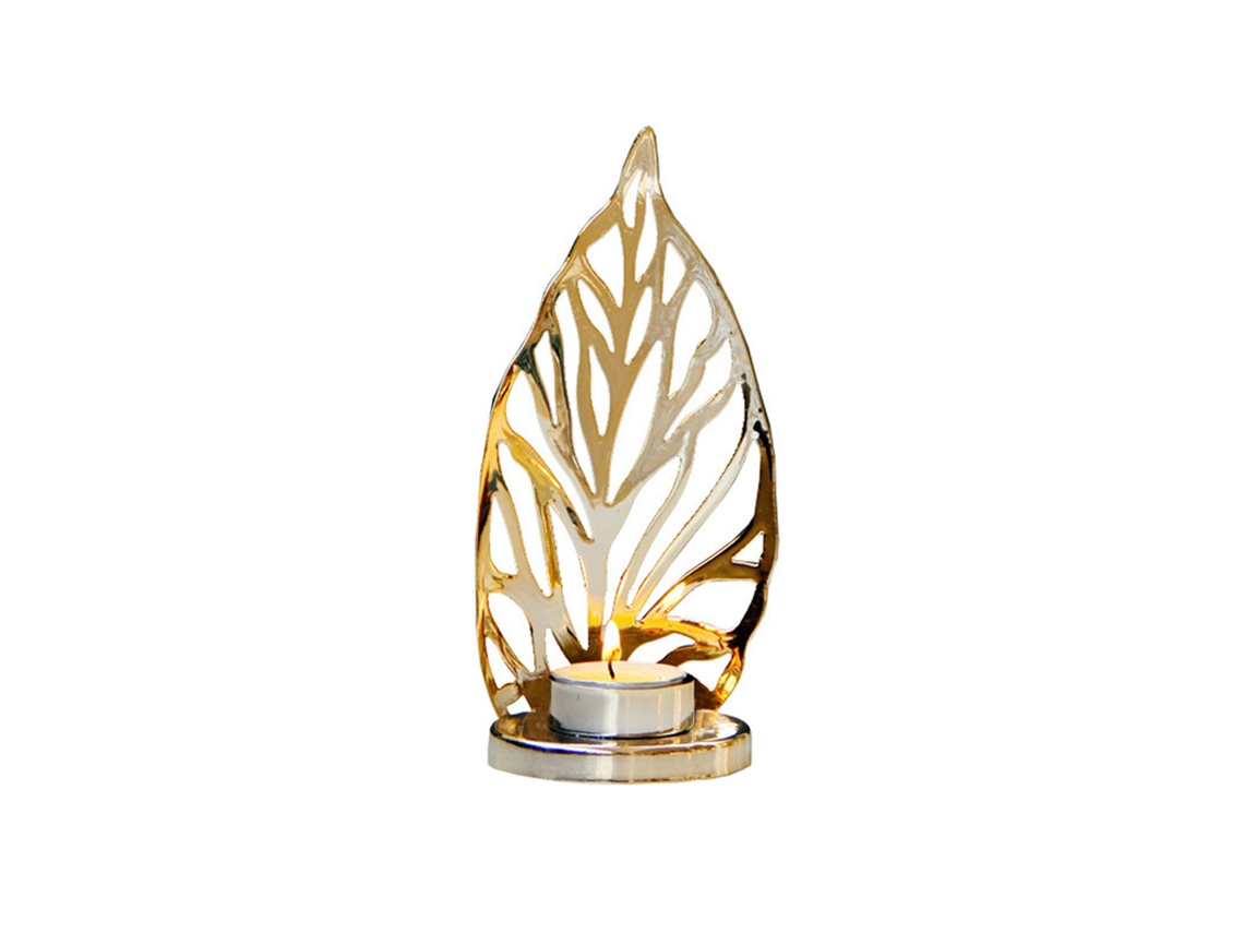 Decoração Mesa Candelabro Metal Dourado Tela Dourada