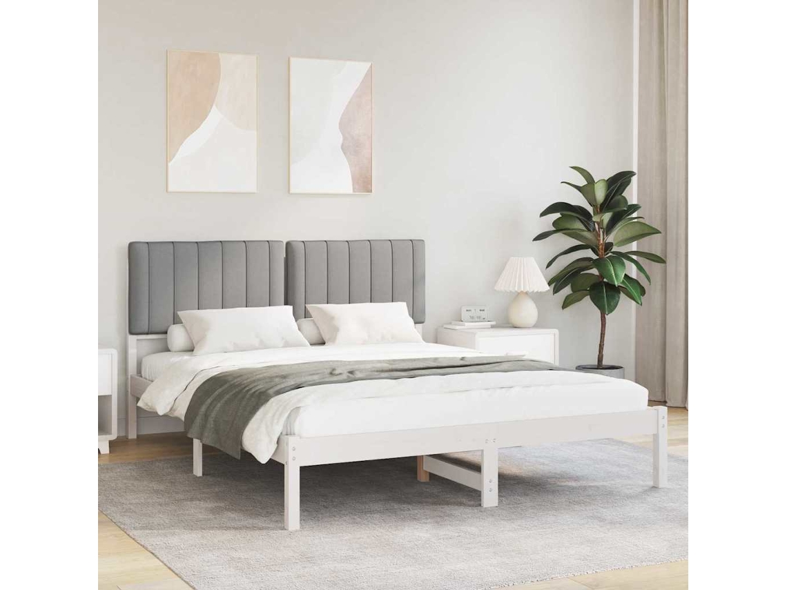 Vidaxl Estrutura De Cama Com Cabeceira Estofada Cinzento-claro