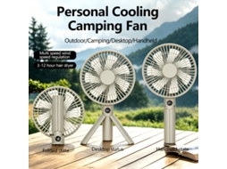Ventilador Portátil Recarregável Via Usb Para Camping, Ventilador De Pedestal Dobrável Com Múltiplas Velocidades