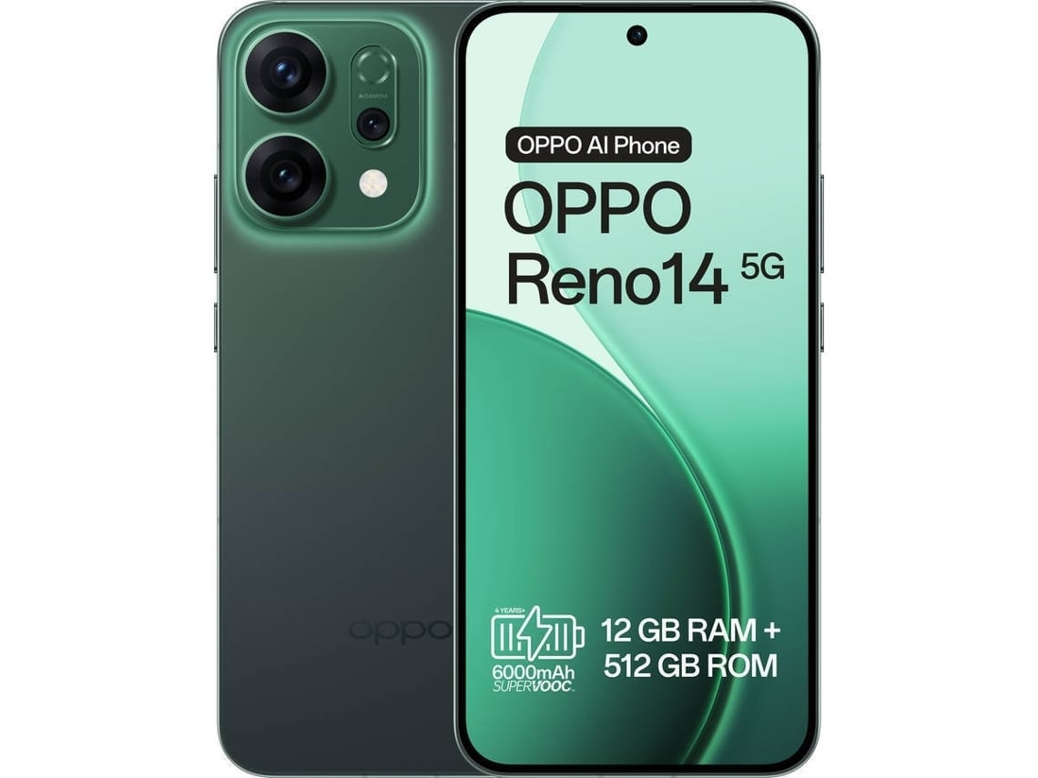 Smartphone OPPO Reno 14 (Outlet Caixa Aberta - 6.59'' - 12 GB - 512 GB - Verde Luminoso)