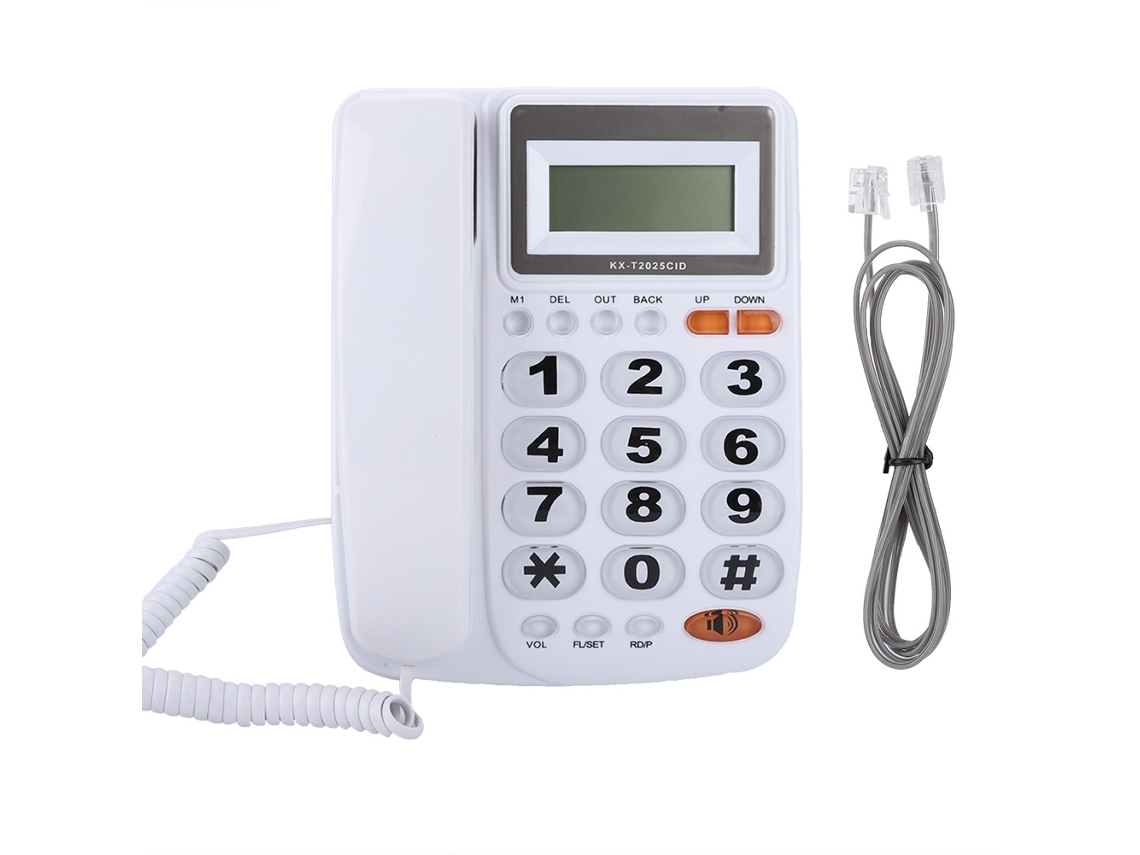 Telefone Fixo Com Fio De Mesa Com Id De Chamada E Alto-falante Para Casa E Escritório Branco