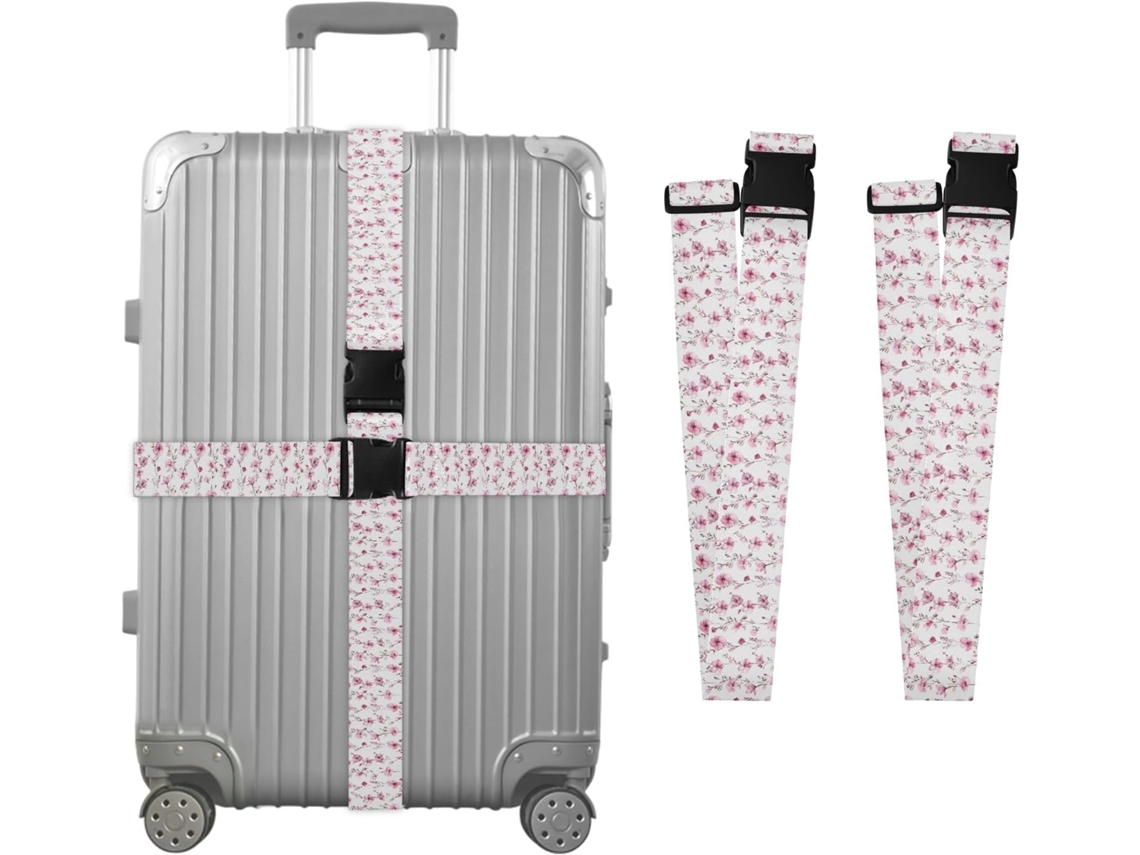 Conjunto De 2 Cintas Bagagem Com Estampa Rosas Silvestres Em Aquarela, Ideais Para Malas De Viagem, Acessórios Para