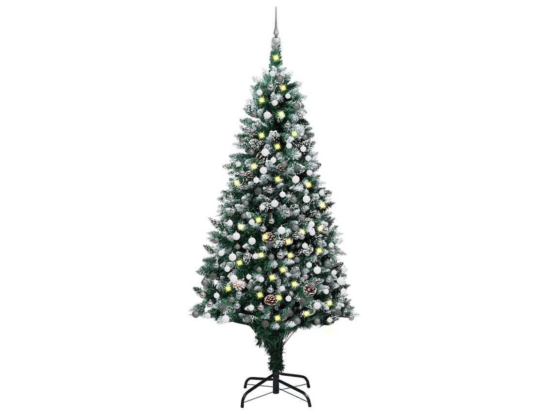 Vidaxl Árvore Natal Artificial Com Leds E Bolas E Pinhas 240 Cm