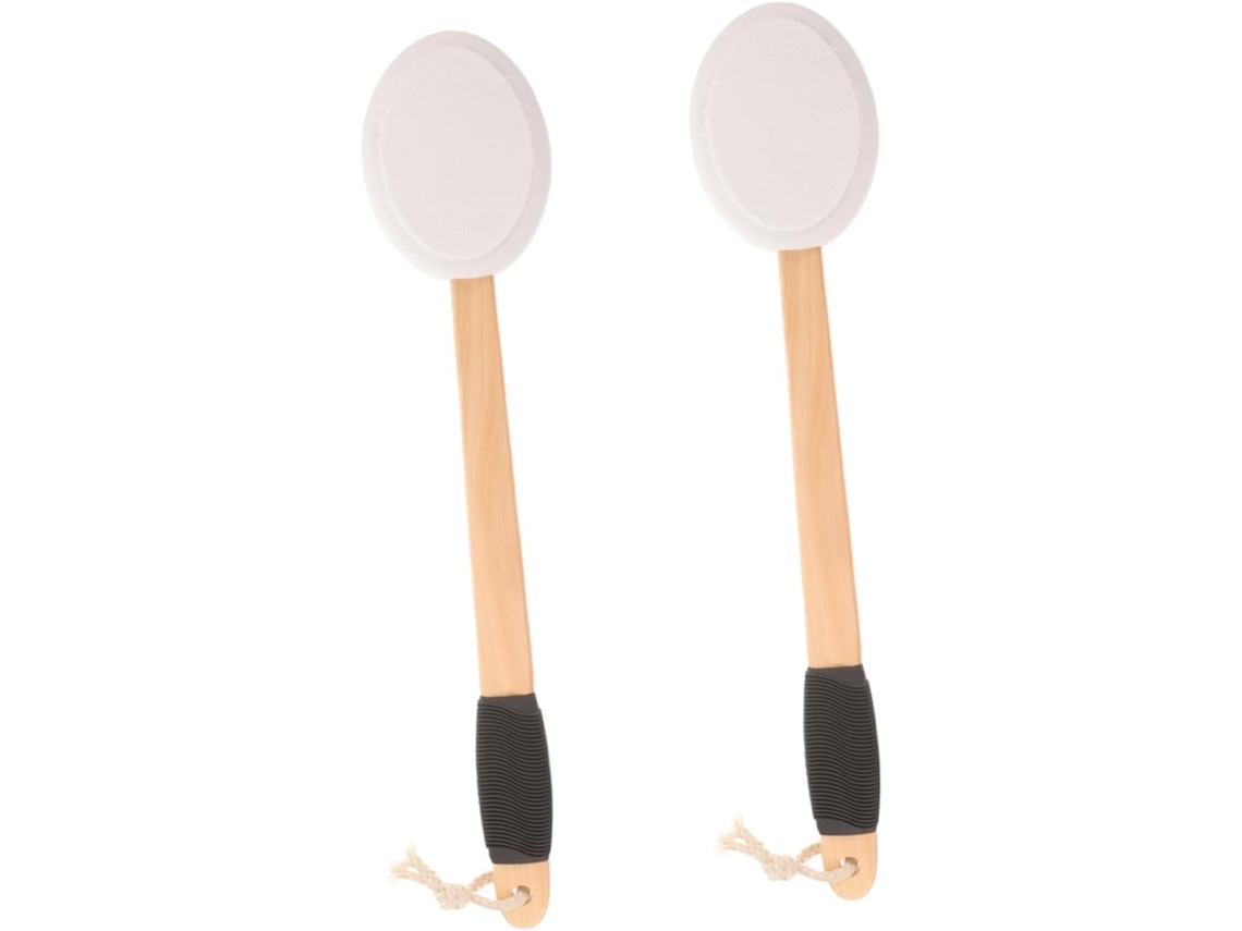 Conjunto De 2 Escovas Banho Adaptáveis Fomiyes Com Cabos Longos E Curvos, Pretas, Antiderrapantes, Com Cabeça De Esponja