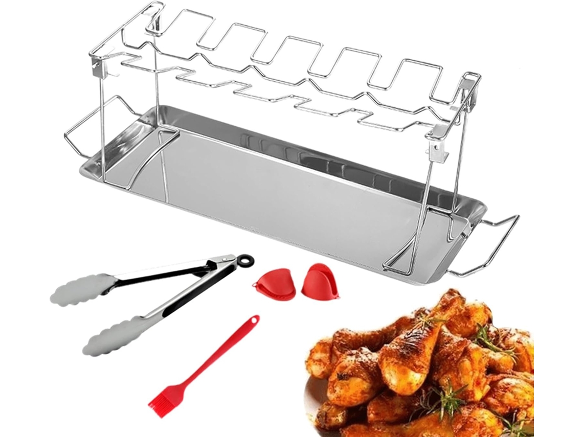 Lurelia Suporte Para Coxas E Asas De Frango, Grelha 12 Peças Com Bandeja Coletora