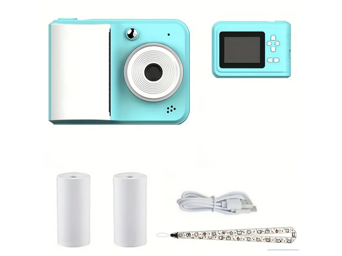 Câmara Digital Eifson Câmera De Impressão Instantânea 720p Azul De Carregamento Usb De 2,4 Polegadas