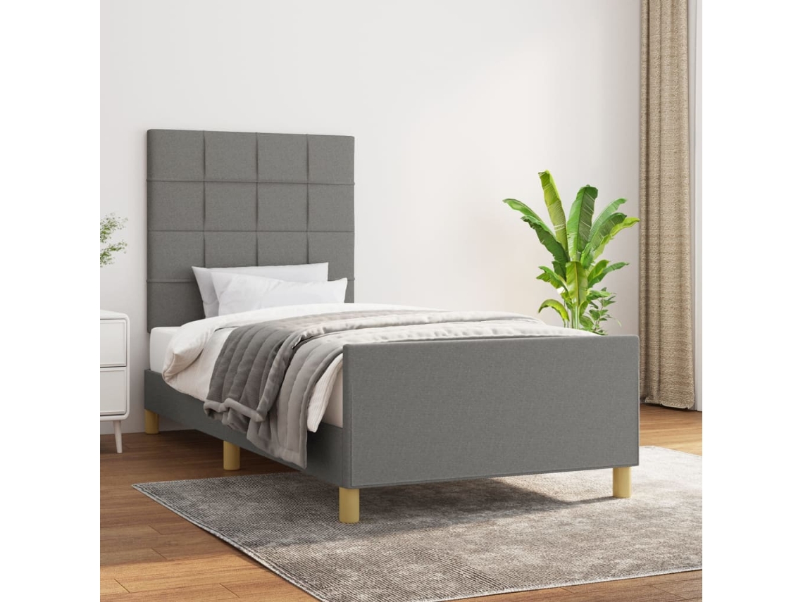 Vidaxl Estrutura de Cama Sem Colchão 90x190 Cm Tecido Cinzento escuro