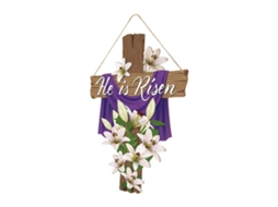 Colar Cross Ressurreição Pendente de Madeira Decoração de Paredes Pascoal LAXISCREED