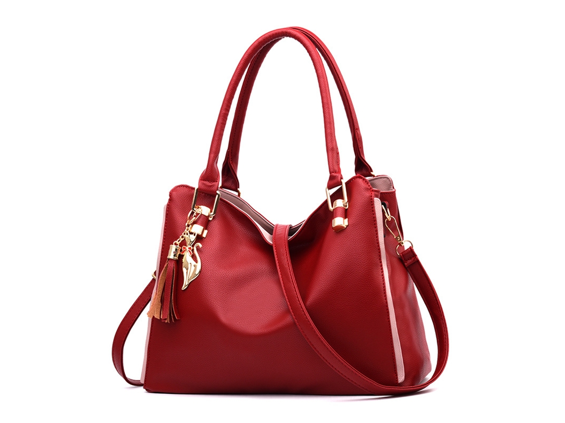 Bolsa Feminina em Couro Macio, Modelo 2026 com Blocos de Cores, Grande Capacidade, Pode Ser Usada como Bolsa de Mão Ou Transv claret YUNZII